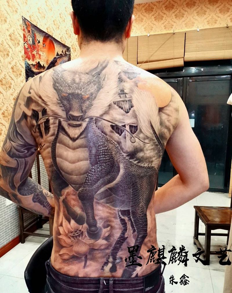 麒麟纹身图片_原创纹身图案