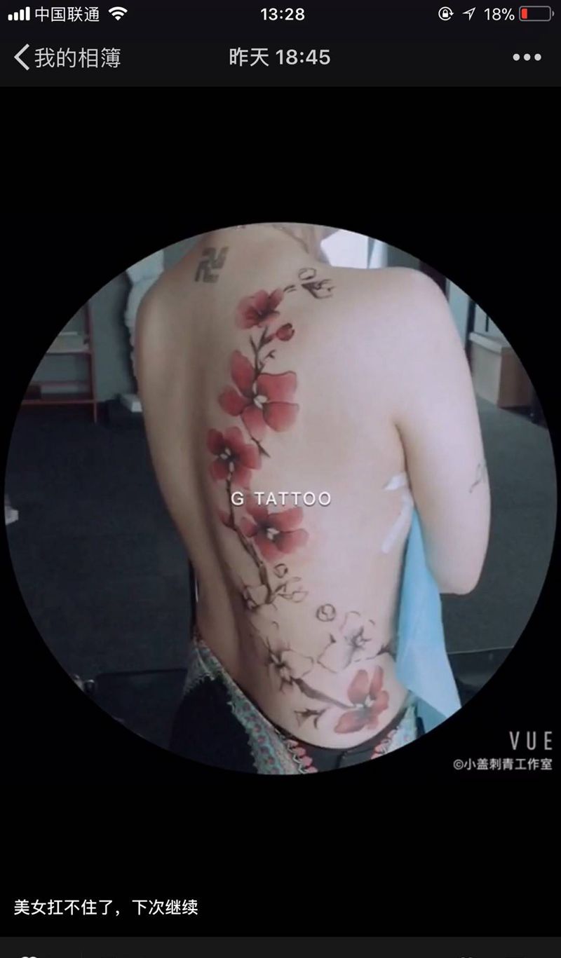 花 后背（未完成）纹身图片_手稿背部欧美清新植物原创纹身图案