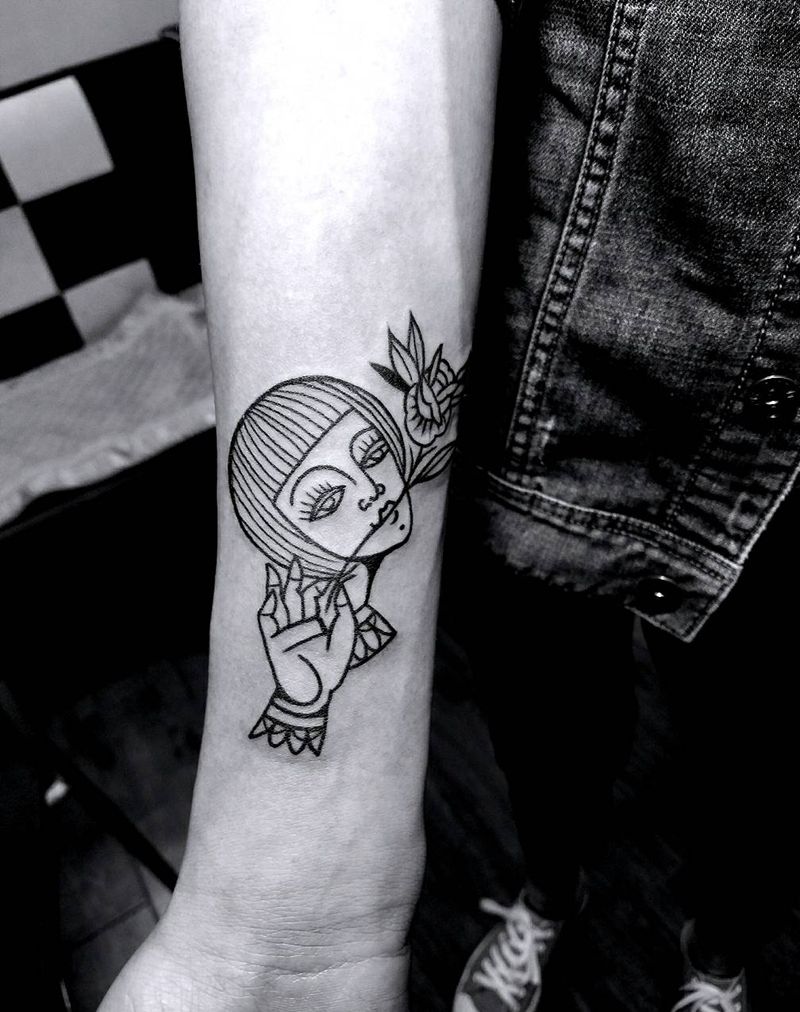 小清新纹身图片_肩部手臂手部欧美清新几何人物成品手稿插画纹身图案