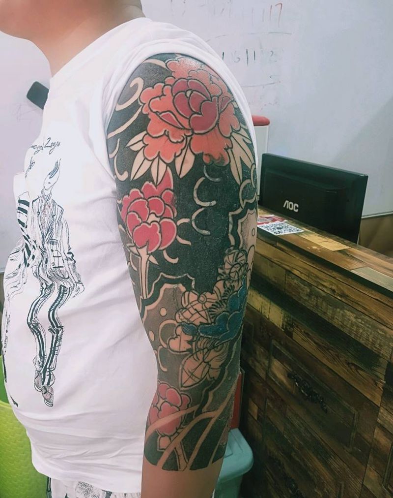 花臂修改纹身图片_手臂老传统纹身图案