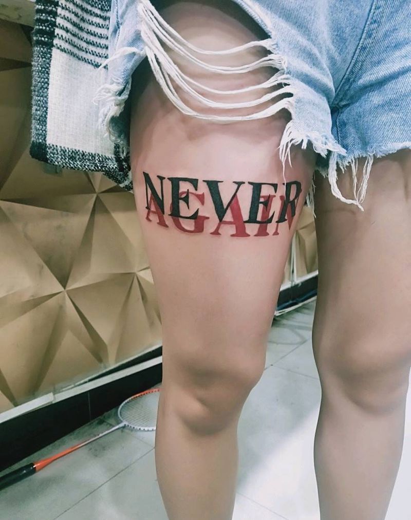 字母纹身图片_腿部纹身图案