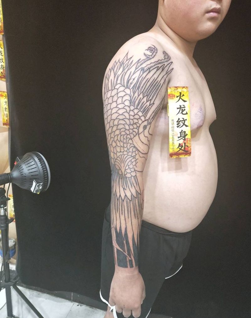 花臂未完成纹身图片