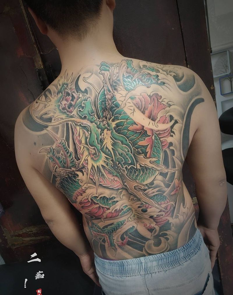 龙纹身图片_背部纹身图案