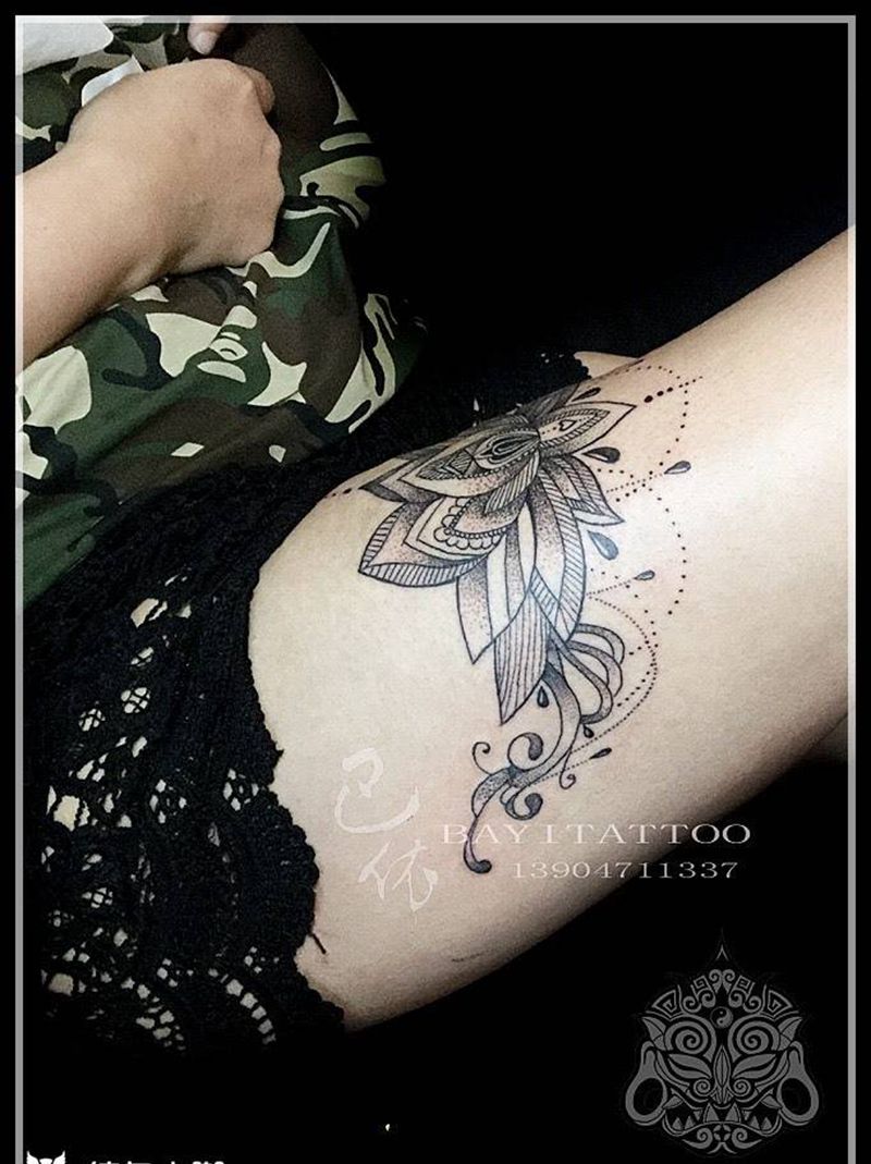 图腾花遮盖纹身图片_巴依内蒙古专业培训图腾纹身图案