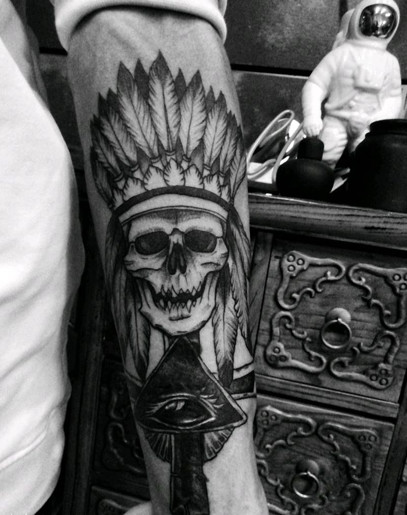 遮盖骷髅纹身图片