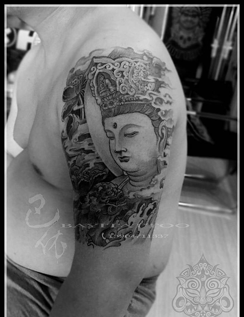 大臂佛纹身图片