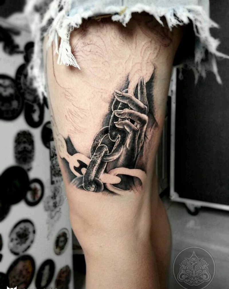 欧美待续纹身图片_腿部欧美肖像写实人物内蒙古纹呼市巴依纹身图案