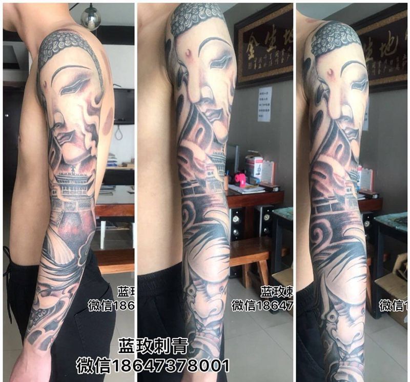 花臂，部分是恢复正常的情况纹身图片