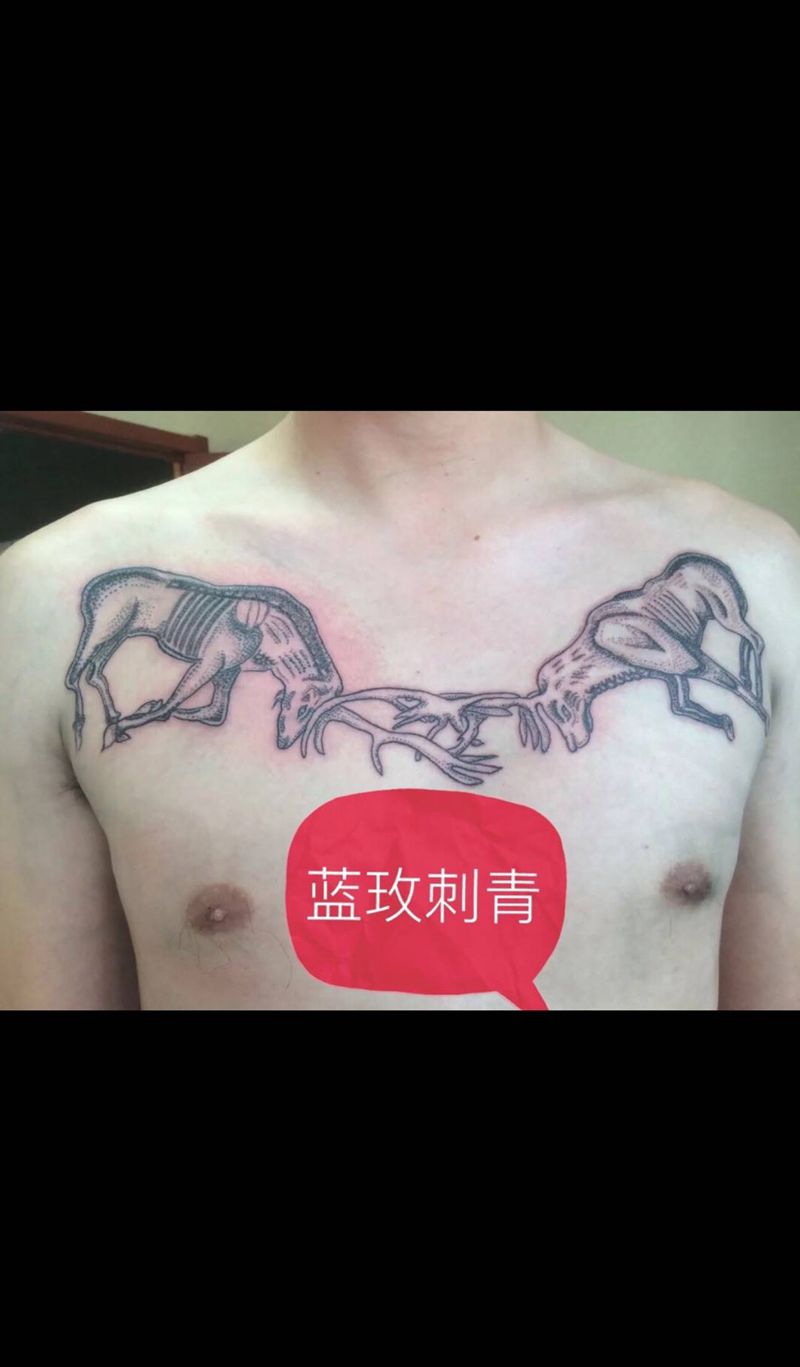 点刺鹿纹身图片