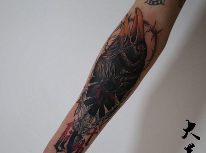 暗黑遮盖纹身图片_手臂暗黑纹身图案