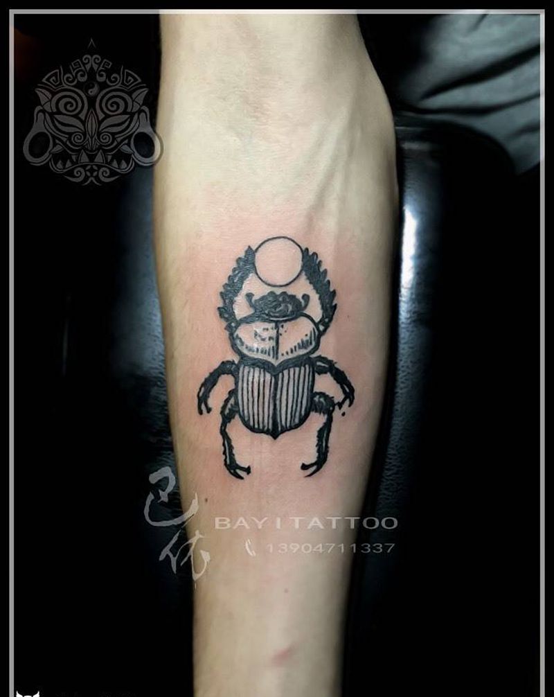 屎壳郎纹身图片_巴依内蒙古专业图腾欧美手臂纹身图案