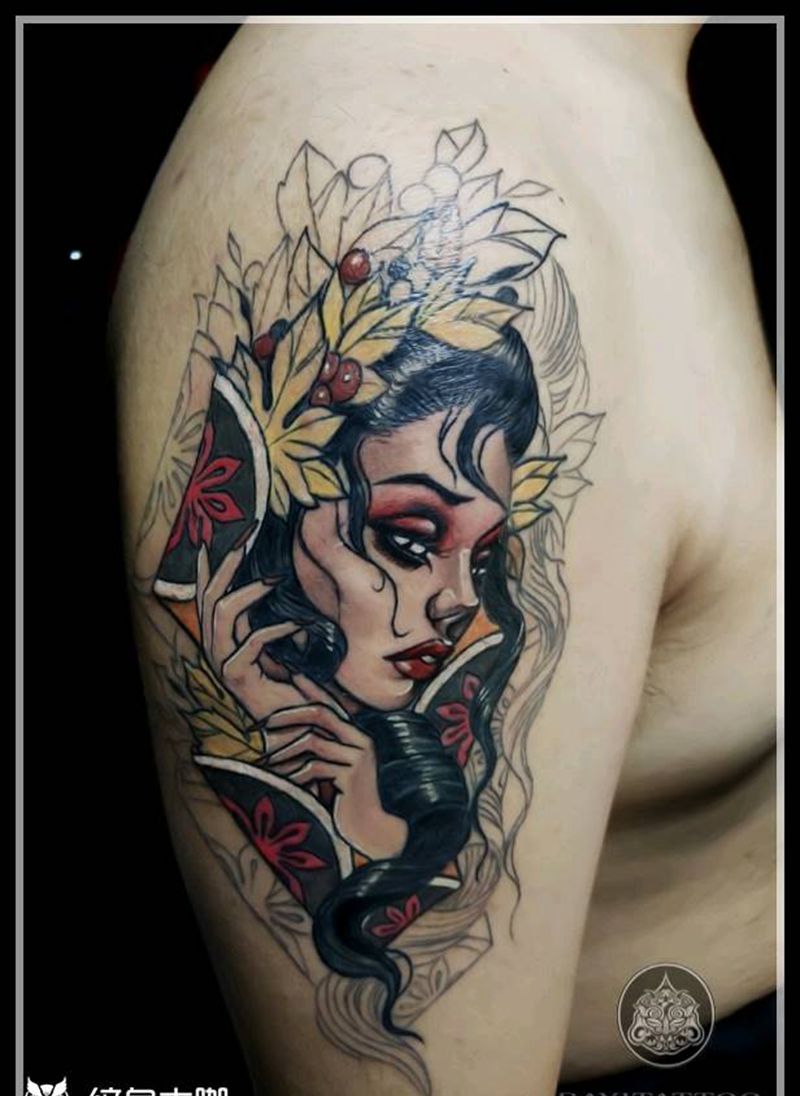 school女纹身图片_New School纹身图案