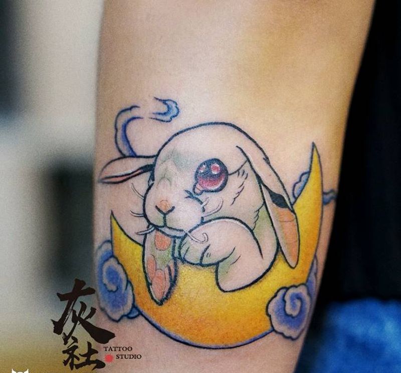 原创兔子纹身图片_手臂Old School纹身图案