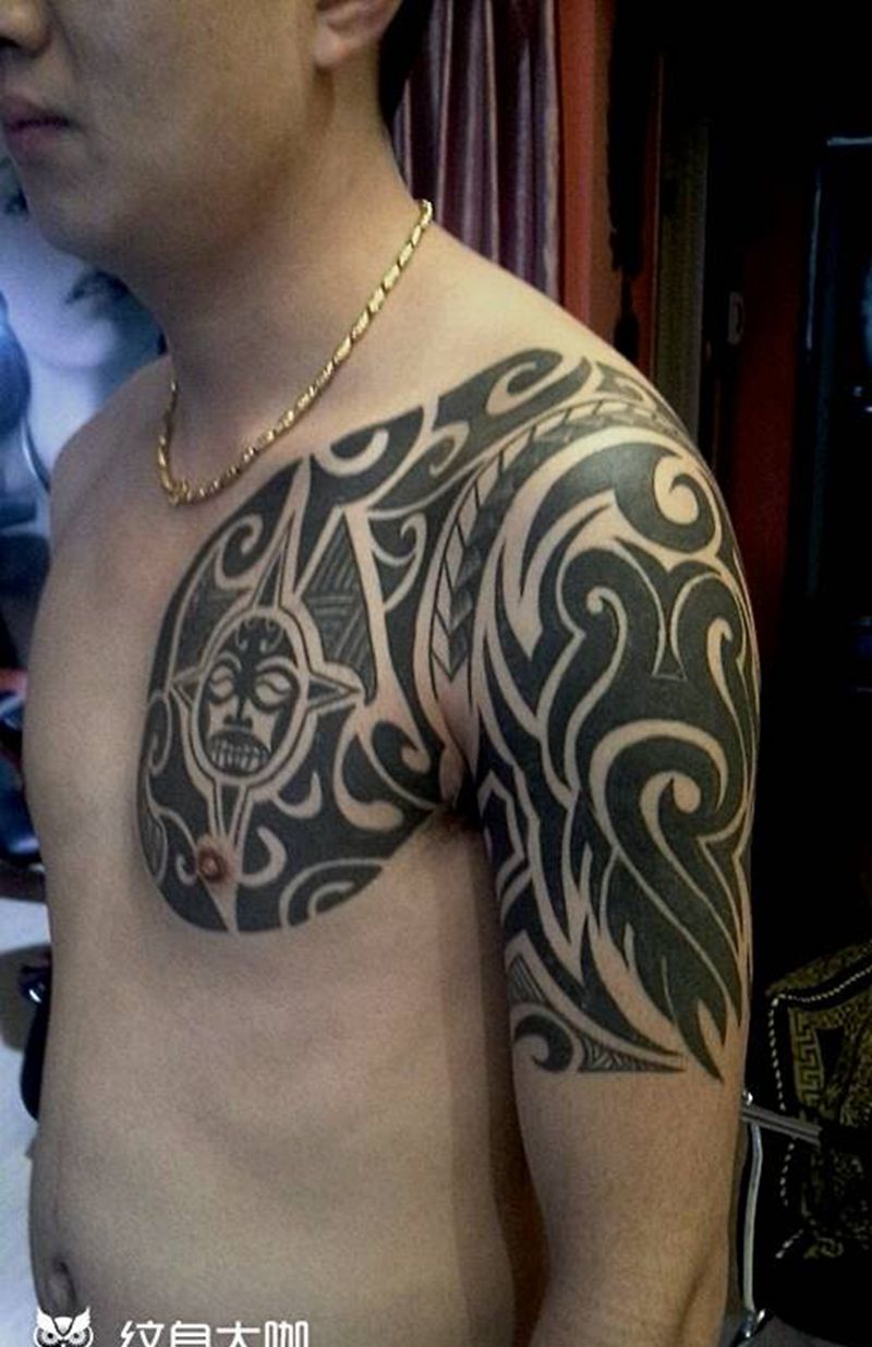 修改的半甲纹身图片_图腾巴依纹身专业纹身手稿成品纹身图案