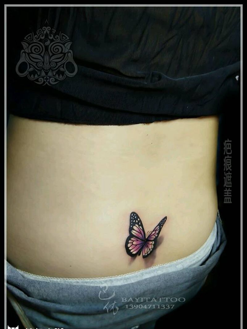 蝴蝶疤痕遮盖纹身图片_臀部清新动物内蒙古纹呼市巴依纹身图案