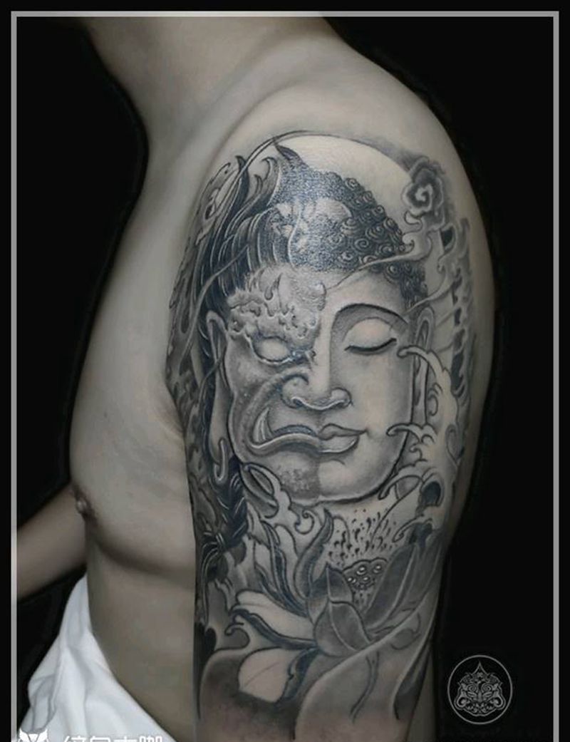 一念间纹身图片_手臂新传统一念间纹身图案