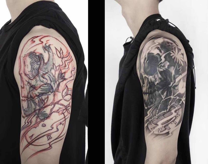 遮盖纹身图片_欧美写实纹身图案