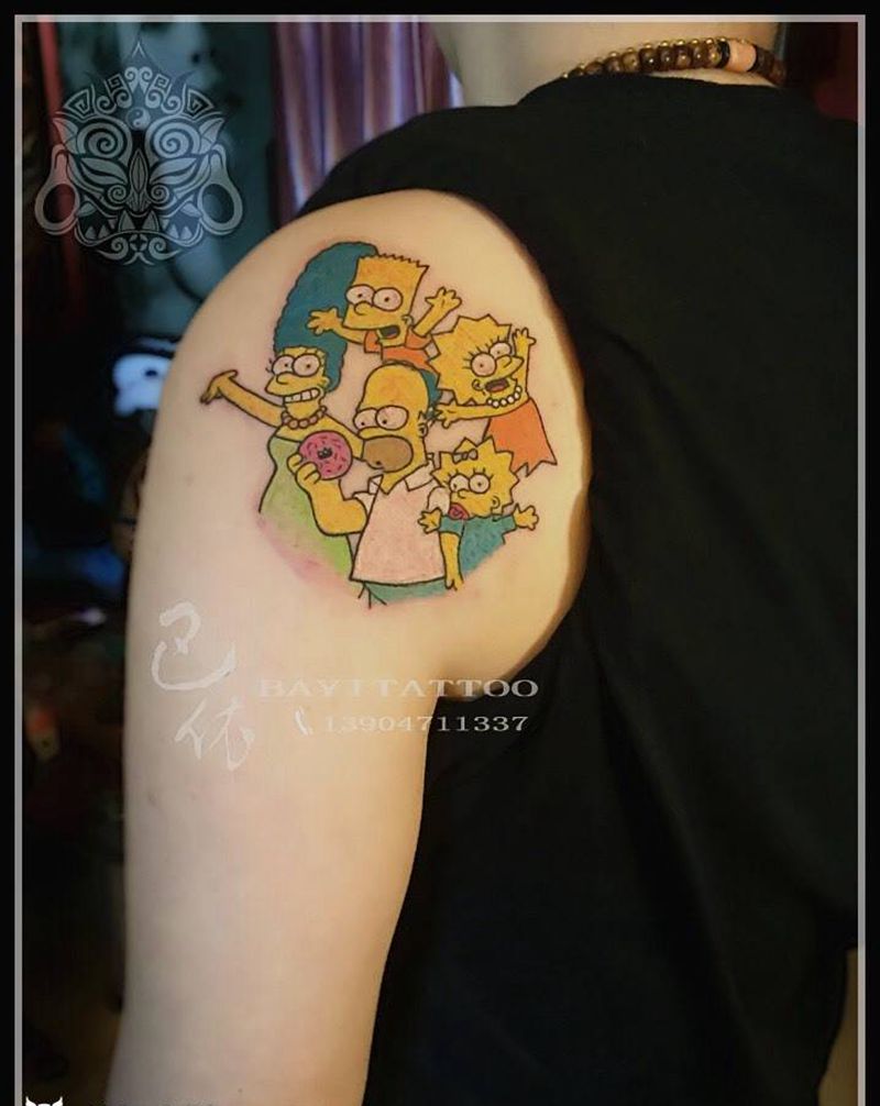 辛普森纹身图片_巴依内蒙古专业培训欧美纹身图案