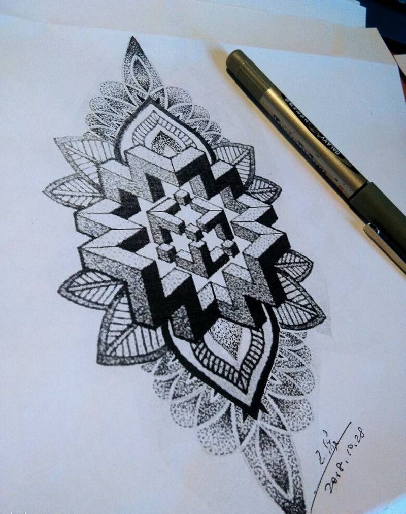 梵花纹身图片_手臂腿部图腾点刺原创设计纹身图案