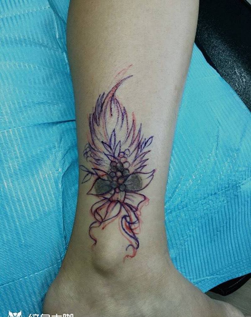 遮盖纹身图片_腿部植物巴依纹身内蒙古纹身专业纹身纹身图案