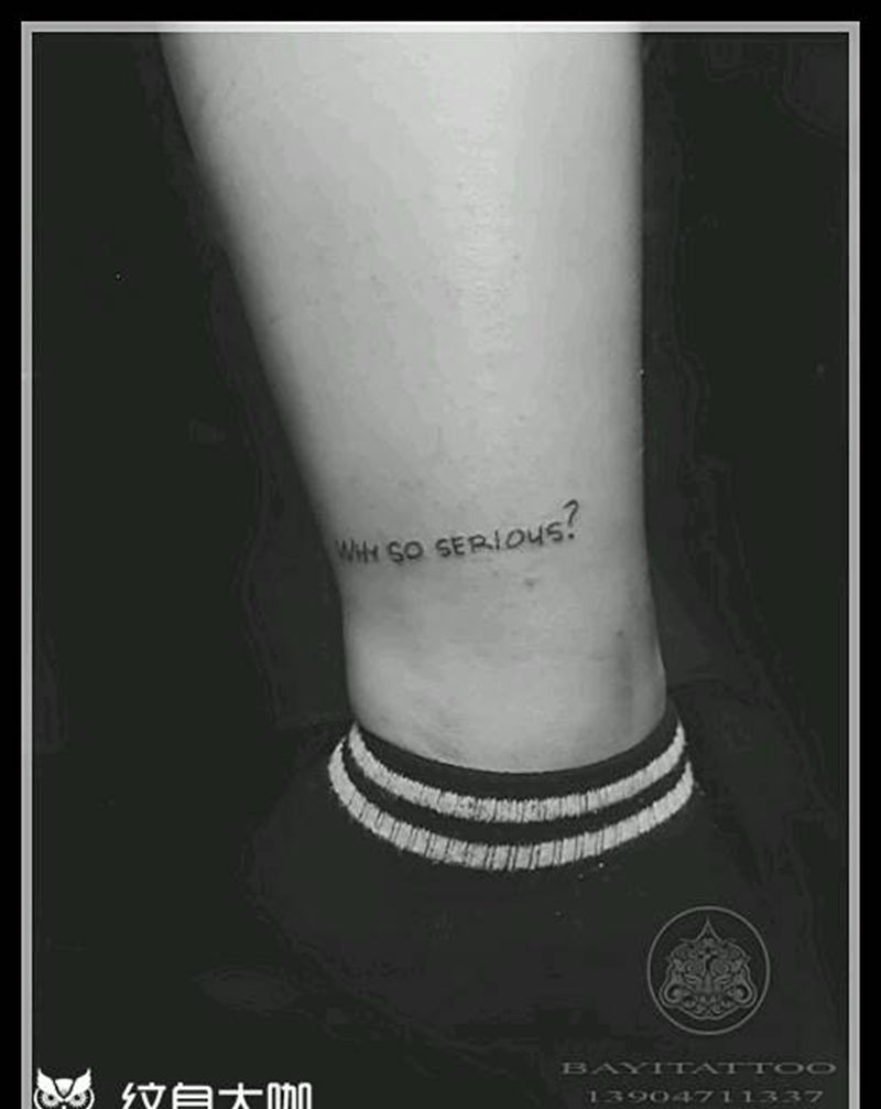 脚踝英文纹身图片_脚部腿部花体字纹身图案