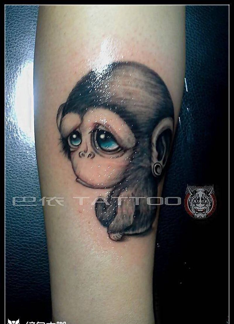 一群猴纹身图片_巴依内蒙古专业培训动物清新纹身图案