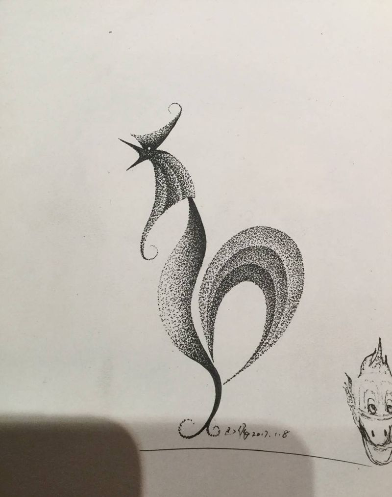 点刺鸡鸣纹身图片_巴依内蒙古专业手稿动物纹身图案