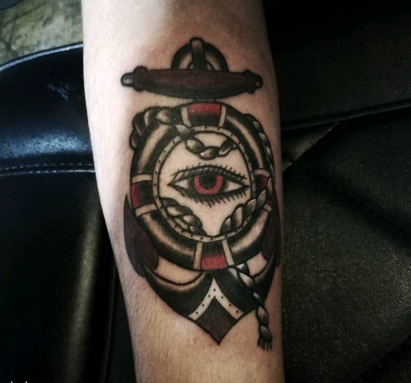 上帝之眼船锚纹身图片