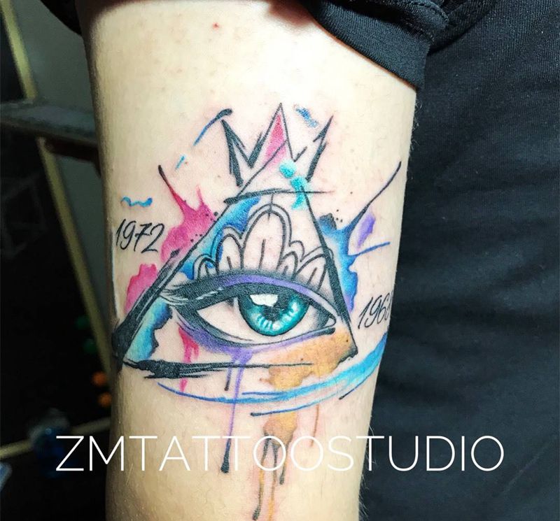 水彩眼睛纹身图片