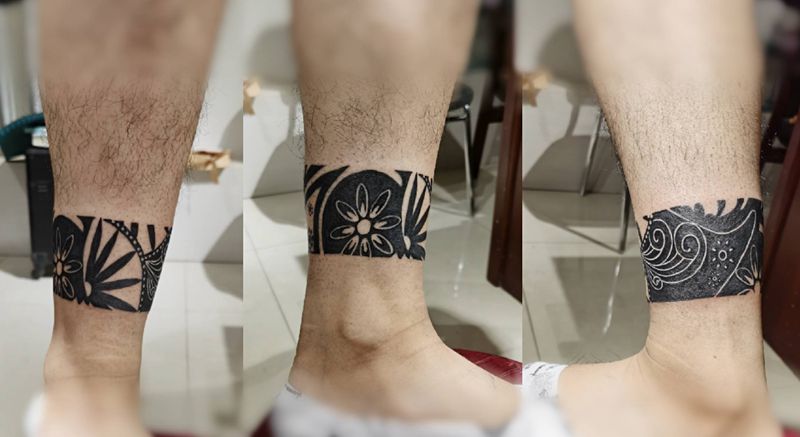 遮盖脚环纹身图片_腿部纹身图案