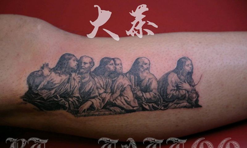 《最后的晚餐》未完成30%纹身图片_手臂腿部欧美写实纹身图案