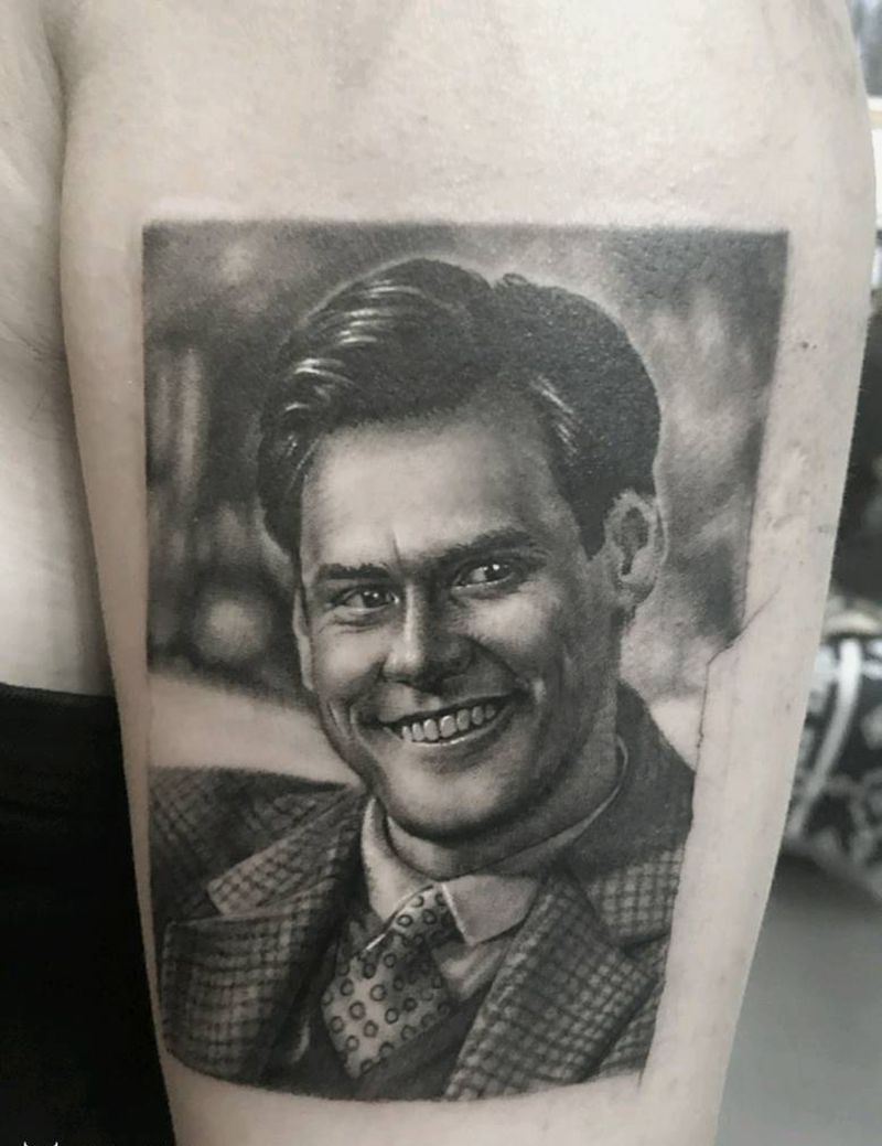 金凯瑞纹身图片_手臂欧美写实微写实肖像纹身图案