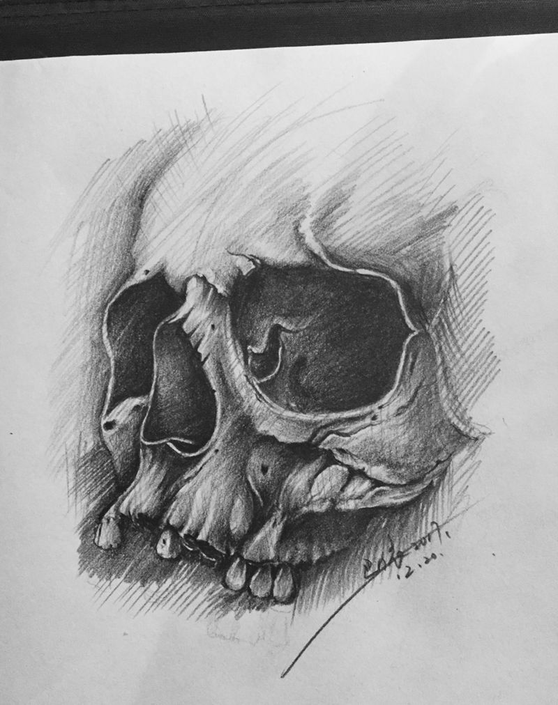 速写骷髅纹身图片_巴依内蒙古专业鬼神欧美手稿纹身图案