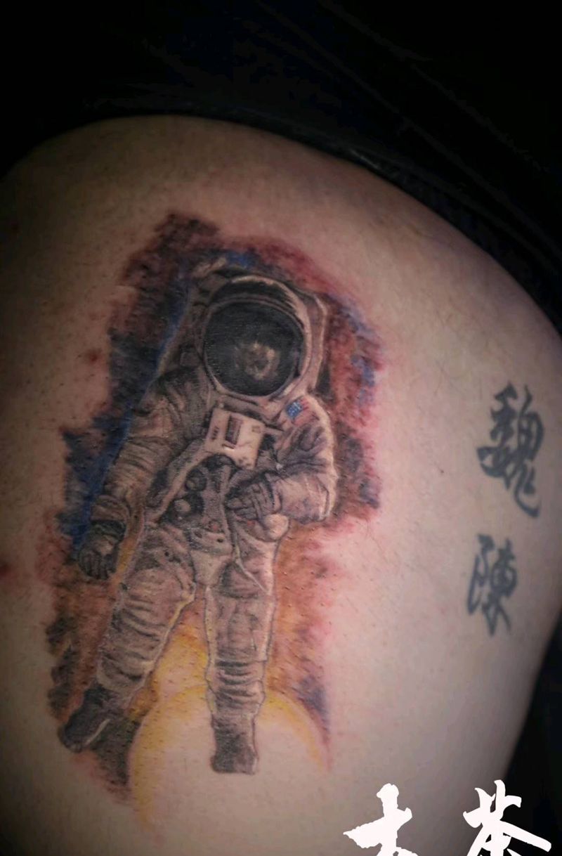 宇航员（未完成）纹身图片_欧美写实纹身图案