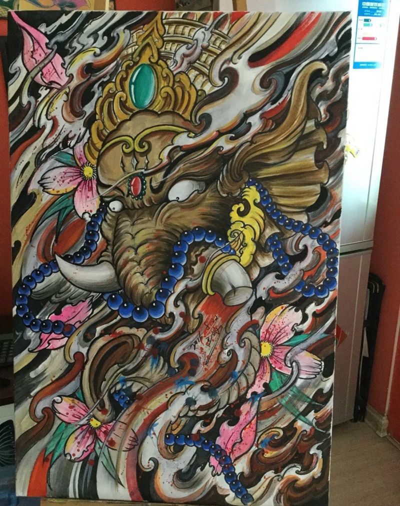 油画象神纹身图片_手稿巴依纹身内蒙古纹身专业纹身纹身图案