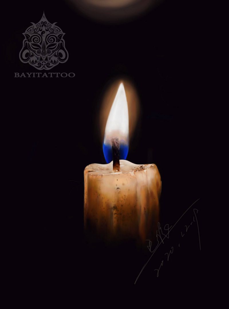 残蜡纹身图片_欧美写实平板手绘黑暗残蜡纹身图案