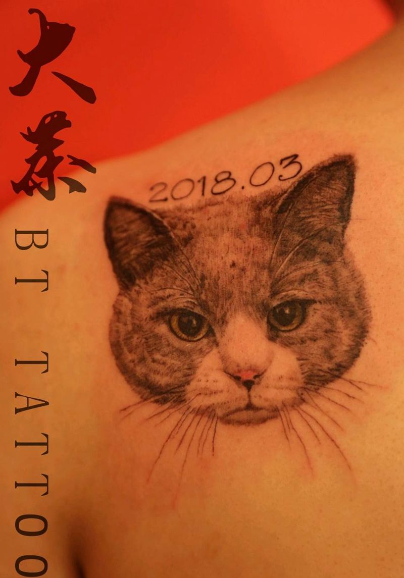 英短纹身图片_肩部背部欧美写实纹身图案