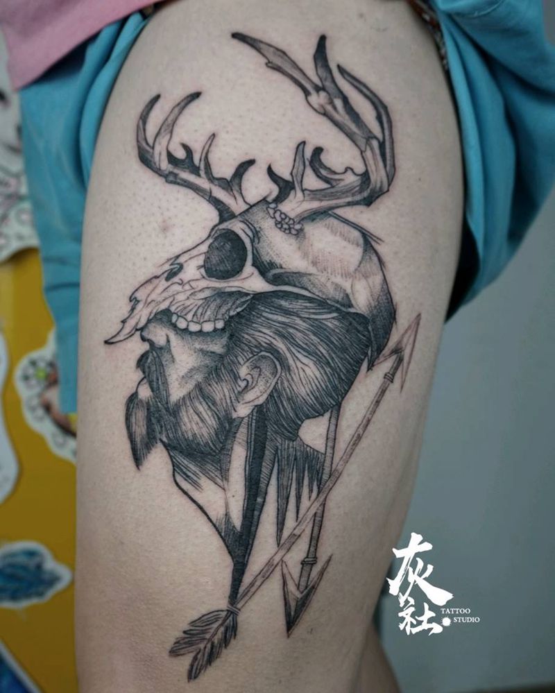 男人与智慧纹身图片