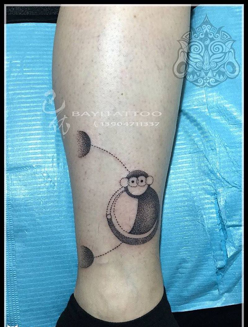 原创点刺星座猴纹身图片_巴依内蒙古专业培训点刺清新纹身图案