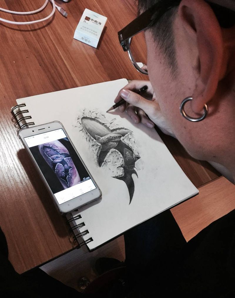 学员尚伟纹身图片_巴依内蒙古专业培训手稿纹身图案