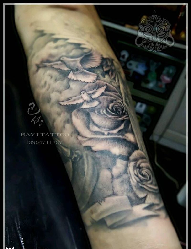 欧美包小臂纹身图片_手臂欧美内蒙古纹呼市巴依纹身图案