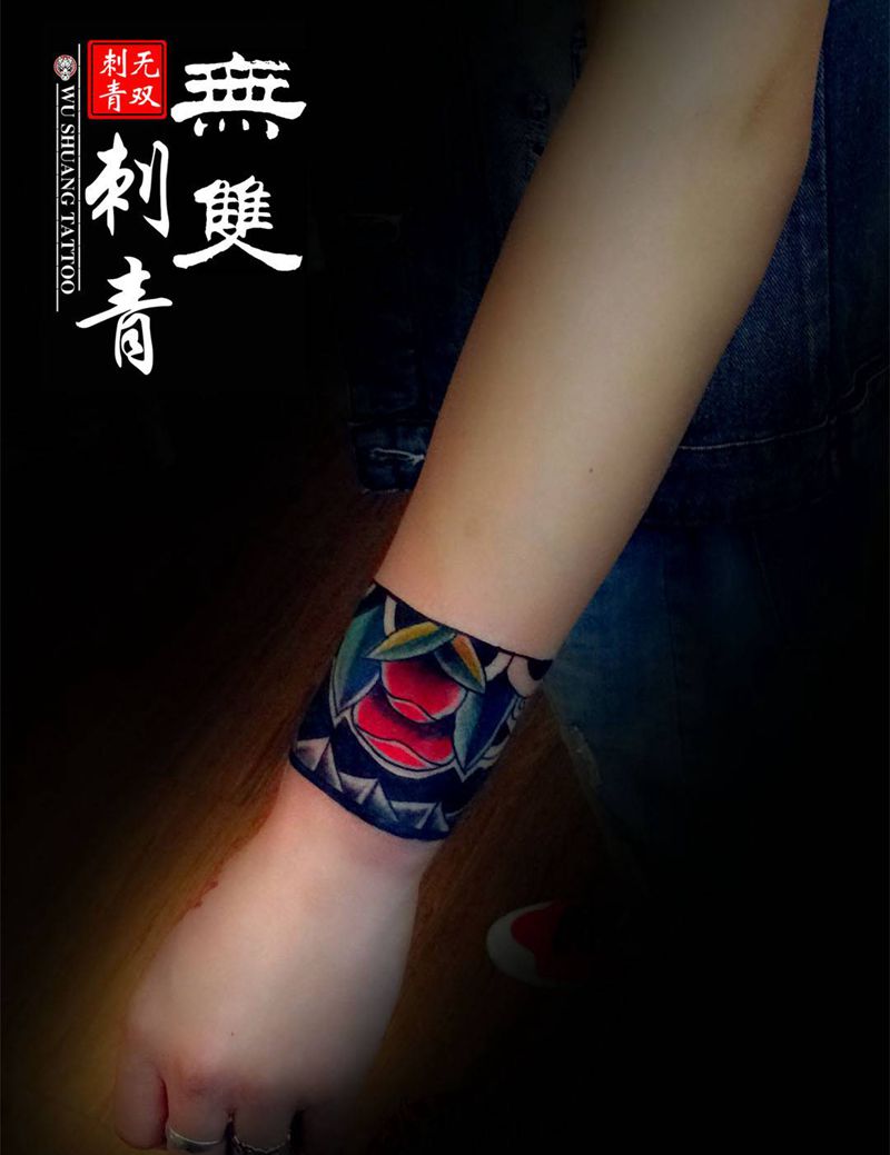 民族风手环纹身图片_手臂老传统新传统纹身图案