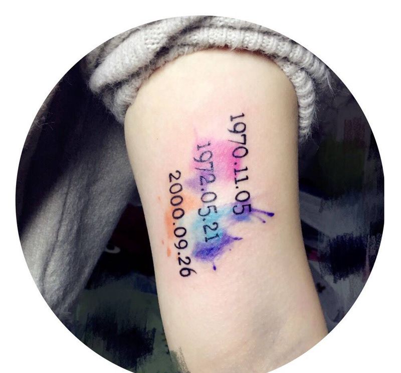 泼墨纹身图片_成品手臂清新原创纹身图案