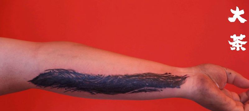 遮盖纹身图片_手臂水彩水墨纹身图案