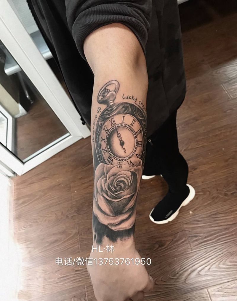 美好时光记忆纹身图片_手稿手臂欧美纹身图案