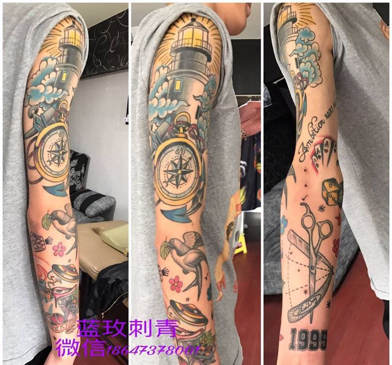 恢复正常的欧美花臂纹身图片