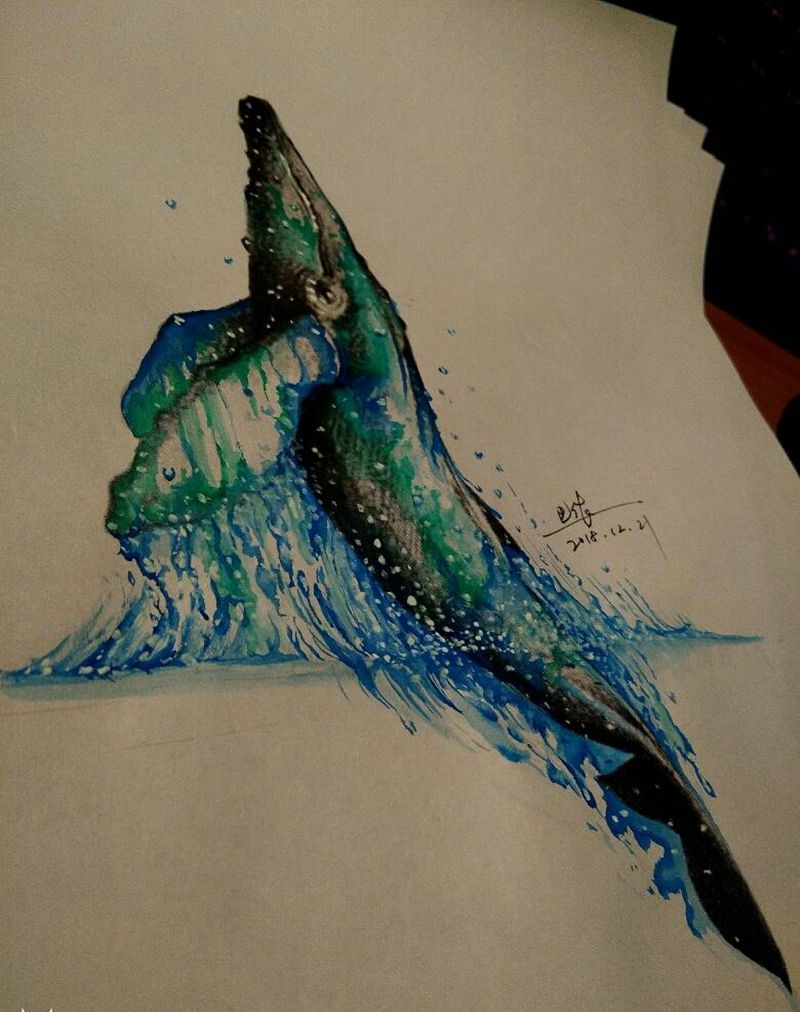 鲲纹身图片_水墨鲲纹身图案