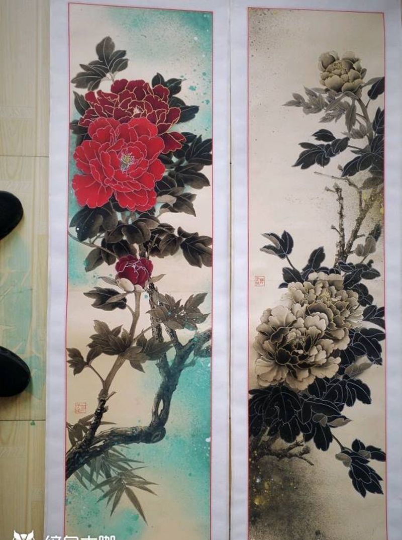 牡丹纹身图片_水墨纹身图案