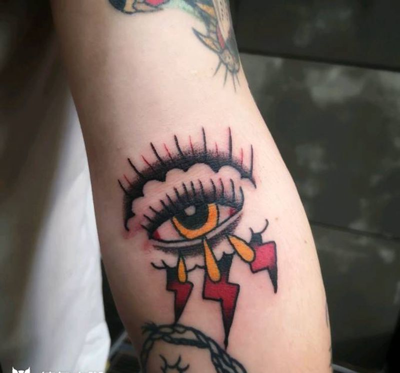 眼睛纹身图片_手臂Old School纹身图案