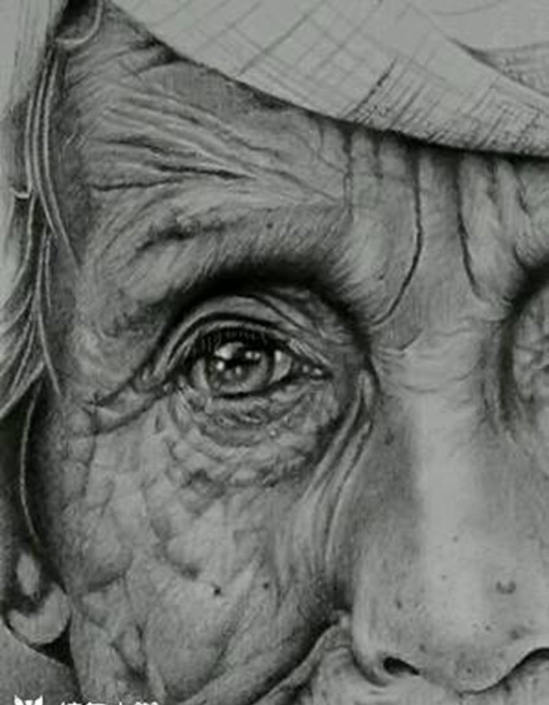 素描额吉纹身图片_写实人物内蒙古纹呼市巴依点刺手稿纹身图案